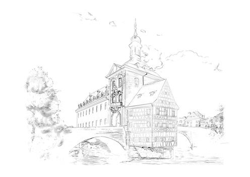 Sketch of historic building in Bamberg